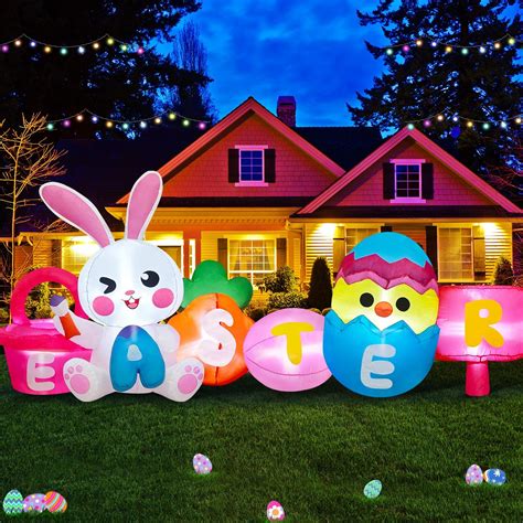 Amazon.com: Cubetoou 7FT Easter Inflatable Bunny Decorations, Easter ...