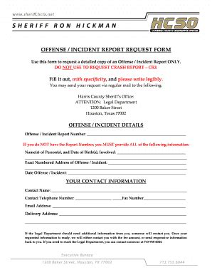2014-2026 TX Offense / Incident Report Request Form - Harris County ...