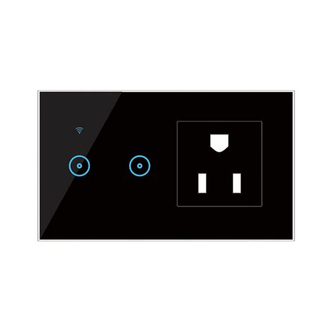 Qunan 95-250V Wi-Fi Smart Wall Outlet wi 2 Gang Touch Light Switch ...