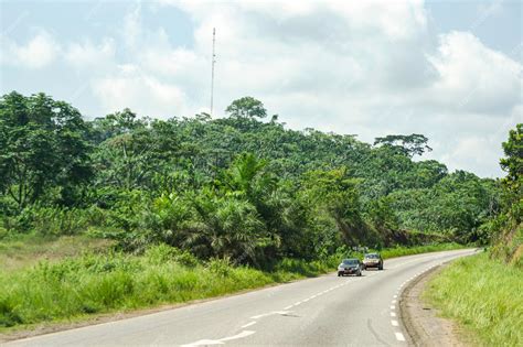 Premium Photo | Yaounde douala national road before a bend the road is ...