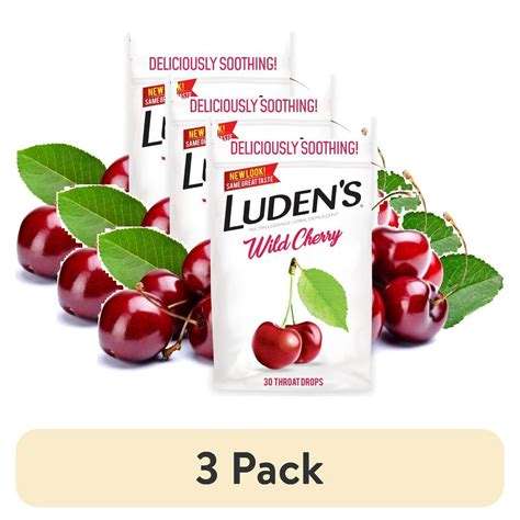 (3 pack) Luden's Wild Cherry Cough Drops Throat Drops 30 Count New Look ...