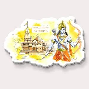 Buy Nivaraprint AYODHYA RAM MANDIR Theme Souvenir Wooden Fridge Magnet ...