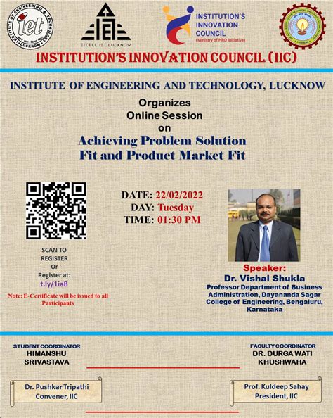 IIC, IET Lucknow organizing an online session on “Achieving Problem ...