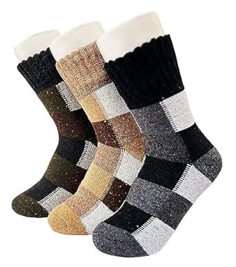 Alexvyan 3 Pair Men Check Soft & Woolen Cozy Knitted Winter Thick Wear ...