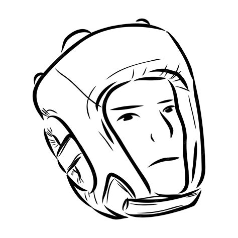 Bokser kask szkic ikona wektor ręcznie rysowane niebieski doodle linia ...