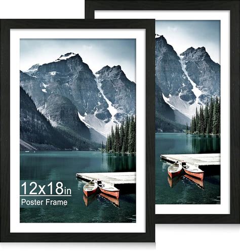 12x18 Frame Set of 2, Black Wood Frame - 12x18 Poster Frame for ...