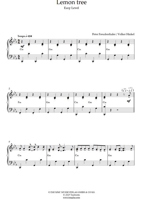 Lemon Tree (Easy Level, Solo Accordion) (Fools Garden) - Accordion ...