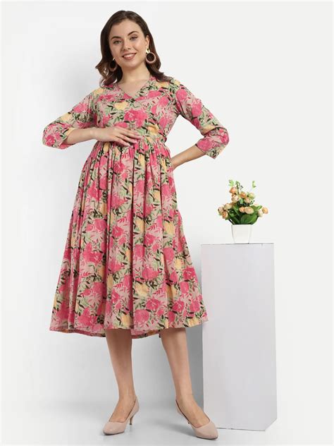Buy COTTON FLAIRED GOWN FOR FEEDING AND MATERNITY PURPOSE Online at