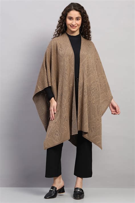 Buy LACE JAQUARD POINTELLE KNITTED CAPE Online in India