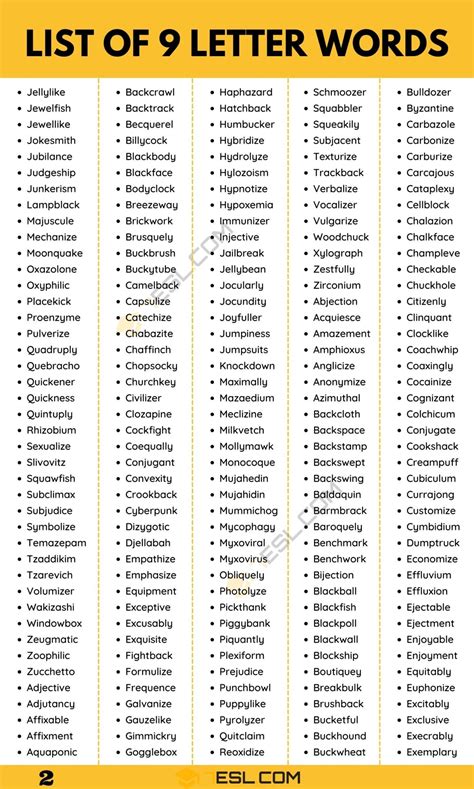 9 Letter Words: 1100+ Words with 9 Letters in English • 7ESL
