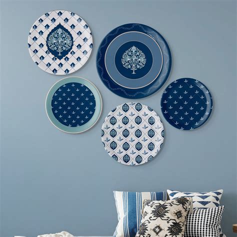 Elegant Blue and White Plate Blue Pottery Inspired collage Wall Plates ...