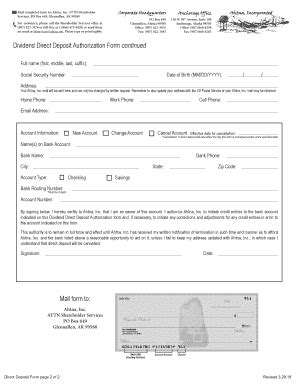 Fillable Online Dividend Direct Deposit Authorization Form How ...