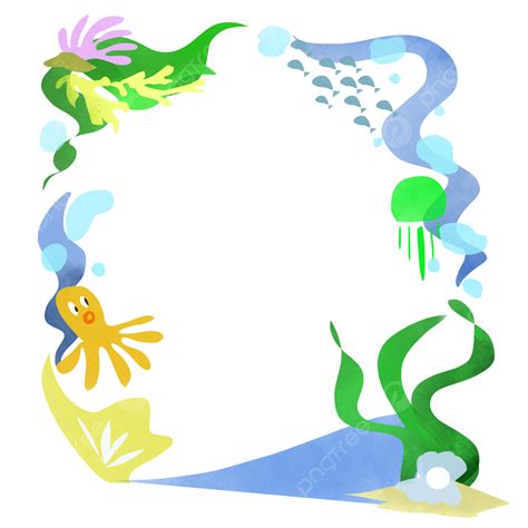 Marine Life Clipart Transparent PNG Hd, Marine Life Octopus Border ...