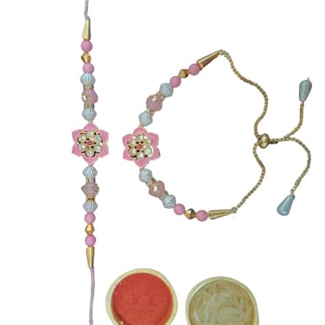 Buy GIFT JAIPUR Bhaiya Bhabhi Pair Rakhi set of 2 (BB-43) Stone Kundan ...