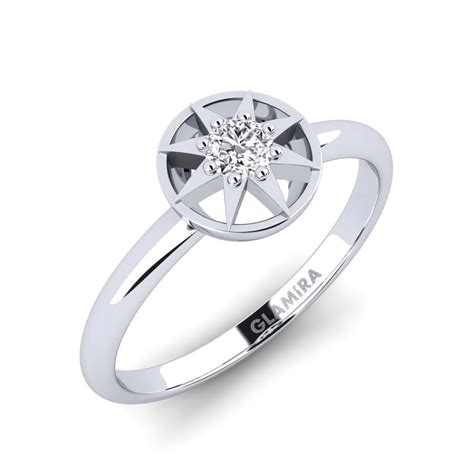 Order GLAMIRA Pinky Ring Fallingstar in Round cut 0.1 Carat 9ct White ...