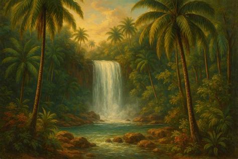 Waterfall Scenery Painting – Buy Beautiful & Peaceful Wall Art Online ...