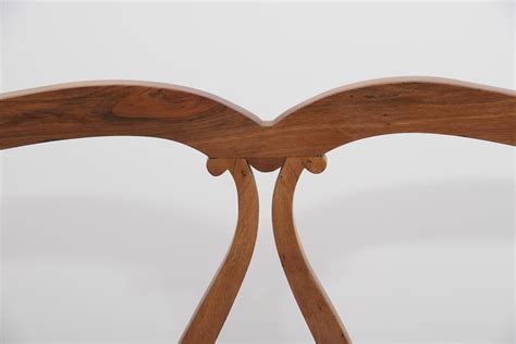 Bench in Spanish Walnut and Blue Dedar Upholstery For Sale at 1stDibs