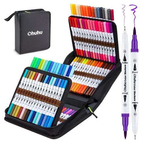 Buy Ohuhu Markers for Adult Coloring Books: 100 Colors Coloring Markers ...