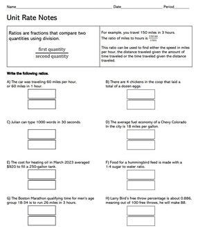 Image result for Unit Rate Notes