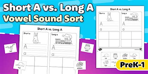Short A vs. Long A | Vowel Sound Sort for PreK-1st Grade