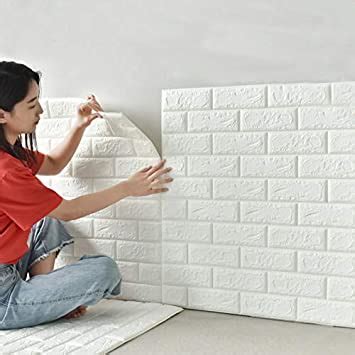 WON Plastic 3D Brick Wall Furniture Sticker 70 X 77 Cm, White, self ...
