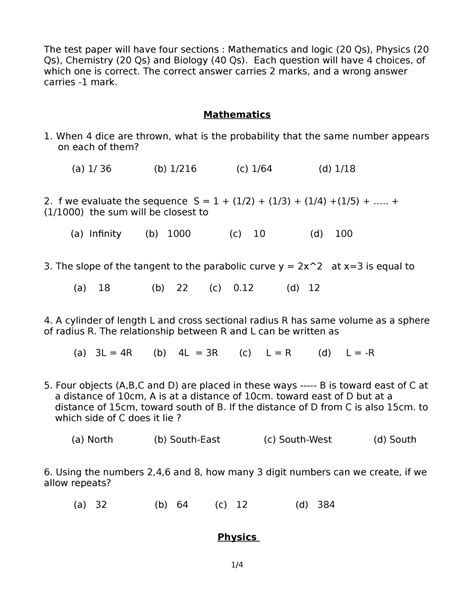 Model-question-paper MSc - The test paper will have four sections ...
