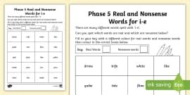Phase 5 'o-e' Split Digraph Colour by Phoneme Real and Nonsense Words ...