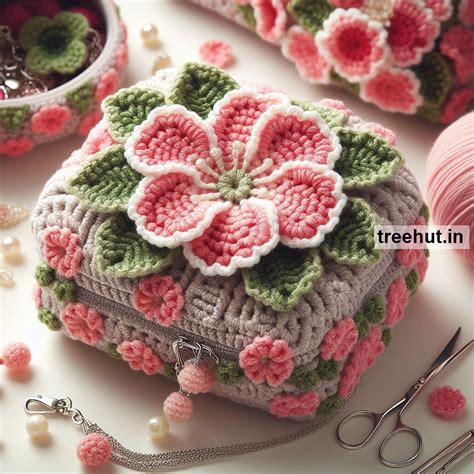 Geranium Crochet Ideas for Grocery Bags, Pouches, Handbags, Medicine ...