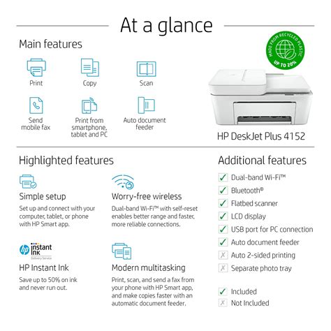 (Renewed) HP DeskJet Plus 4152 Wireless All-in-One Color Inkjet Printer ...