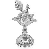 Buy MAA SILVER Pure Silver Pack of 2 Diya Samai with Peacock at Centre ...