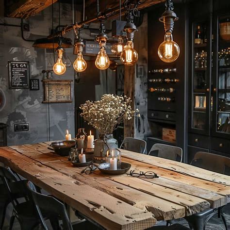 12+ Unique Over Dining Table Lighting Ideas for Industrial Spaces
