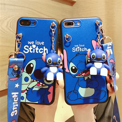 Stitch Design Phone Case with Holder Rope for Redmi 9 A (I002)