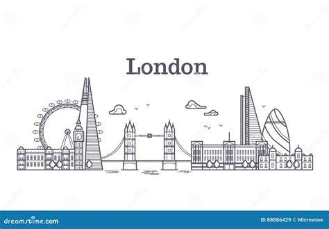 London City Skyline with Famous Buildings, Tourism England Landmarks ...