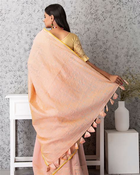 A Delicate Dream: Embrace Grace with the Applique Ball Motif Chanderi ...