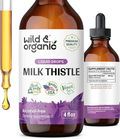 Amazon.com: Wild & Organic Milk Thistle Liquid - Liver Cleanse Detox - Milk Thistle Supplement ...