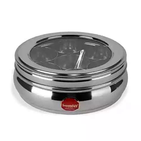 Sumeet Stainless Steel Belly Shape Masala (Spice) Box/Dabba/Organiser ...