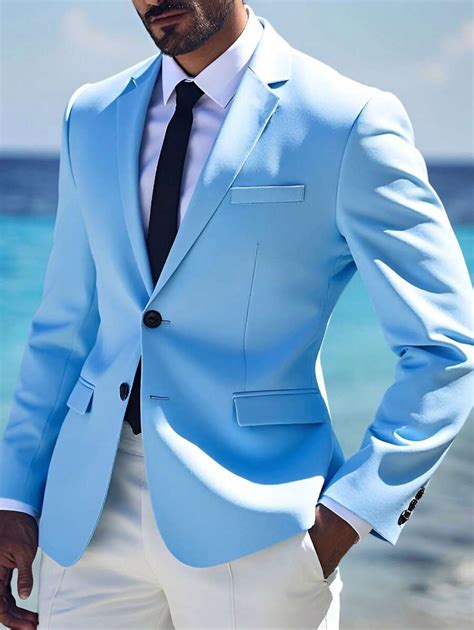 Manfinity Mode Men's Solid Color Lapel Neck Long Sleeve Casual Suit ...