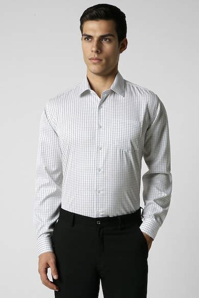 Buy Men White Slim Fit Check Full Sleeves Formal Shirt Online ...