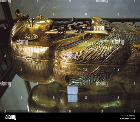 Egyptian Sarcophagus King Tut Gold Sarcophagus King Tut Hi Res Stock