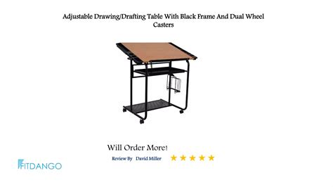 Adjustable drawing drafting table with black frame and dual wheel ...