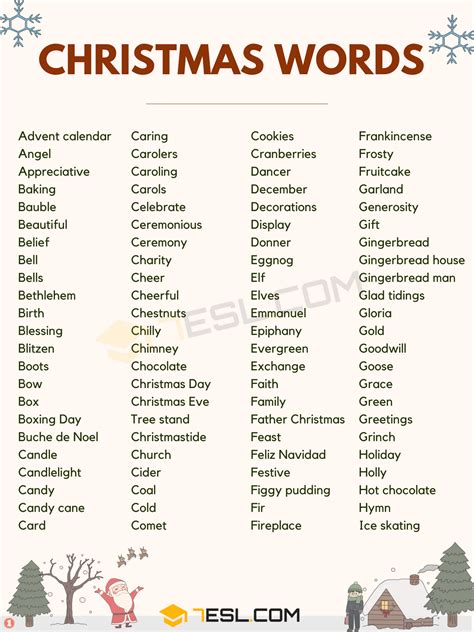 Christmas Word List