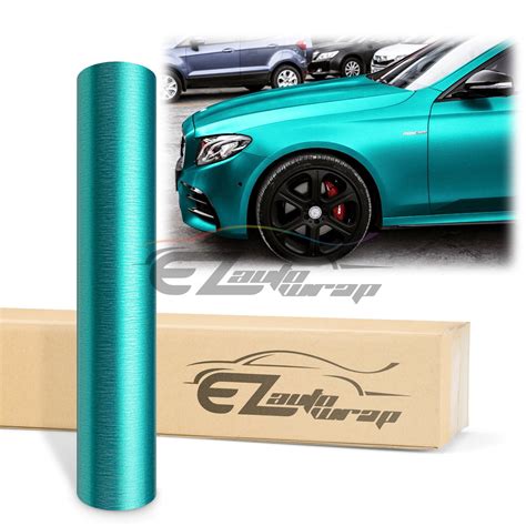 Buy EZAUTOWRAP Brushed Aluminum Teal Car Vinyl Wrap Vehicle Sticker ...