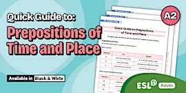 ESL Prepositions of Place Quiz [Adults, A1]