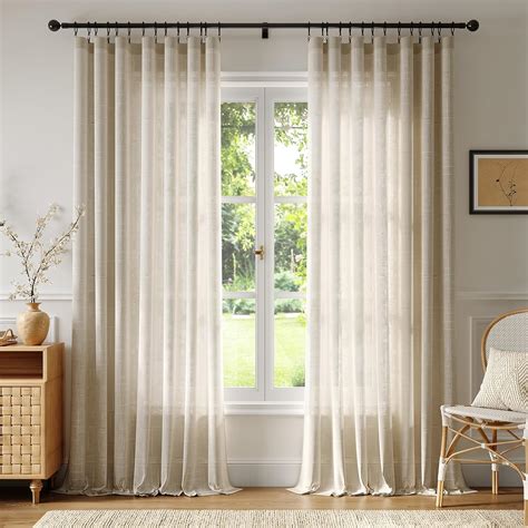 Amazon.com: Anmao Natural Linen Curtains for Living Room 63 Inch Length ...