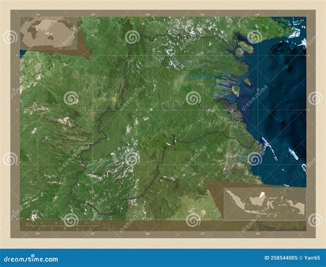 Kalimantan Utara, Indonesia. High-res Satellite. Major Cities Stock Illustration - Illustration ...