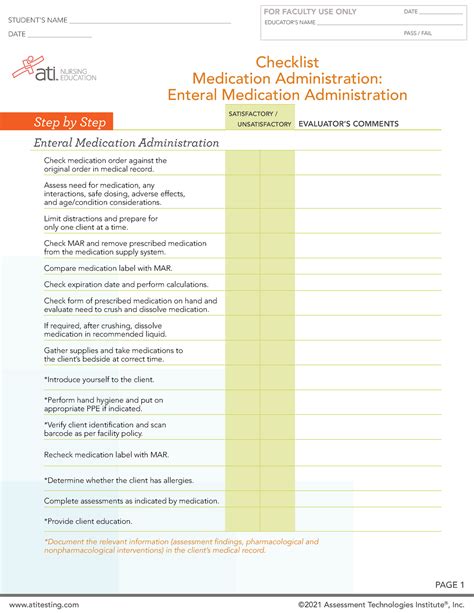 Ati Medication Administration Administering Enteral Medications ...