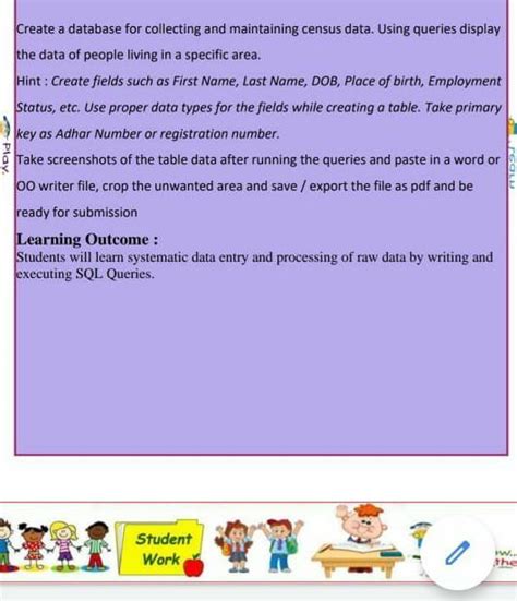 create a database for collecting and maintaining census data - Brainly.in