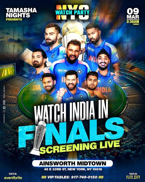 NYC BOLLYWOOD CRICKET WATCH PARTY ON MAR 9TH @AINSWORTH MIDTOWN Tickets ...