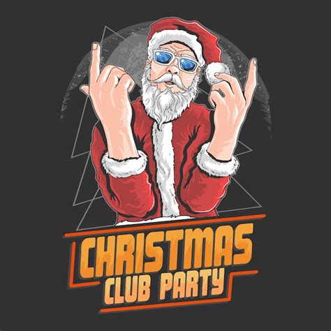 SANTA CLAUS CHRISTMAS NIGHT CLUB DANSE DJ PARTY ARTWORK ELÉMENT VECTEUR ...