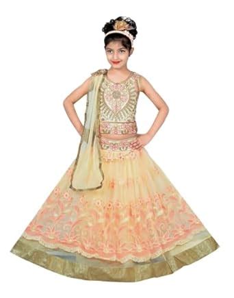 Buy FirstSight Girls Ethnic Lehenga Choli Set with Dupatta (Peach) (6-7 ...